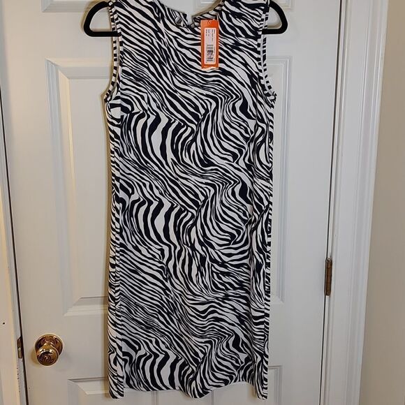 NWT Jude Connally Maya Sleeveless Navy White Zebra Print Dress Size XS - Picture 1 of 8